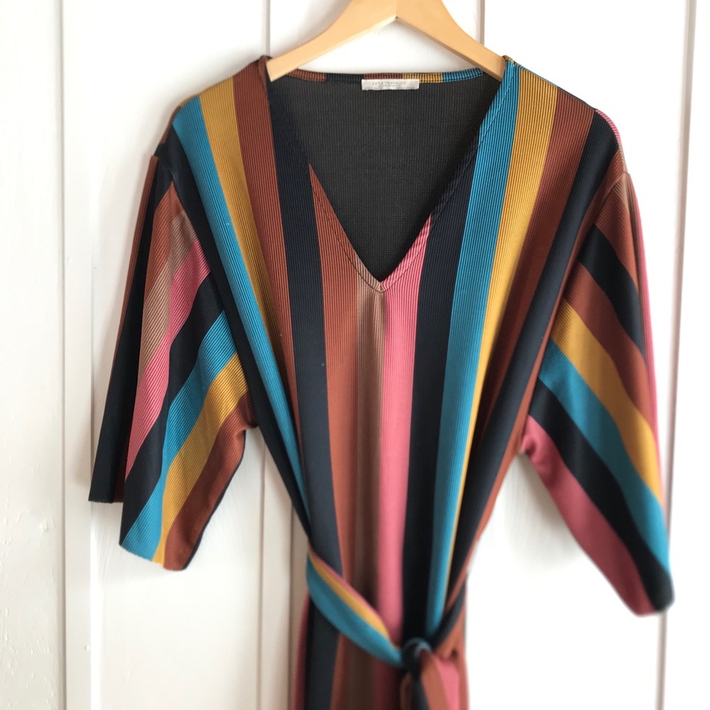 Zara Striped Multicolor Midi Dress - Picture 2 of 10